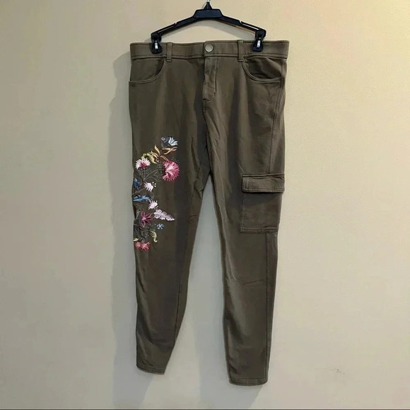 Matilda Jane Pants - MATILDA JANE Camp Scouts Honor Pants Size Large L Embroidered Stretch Green